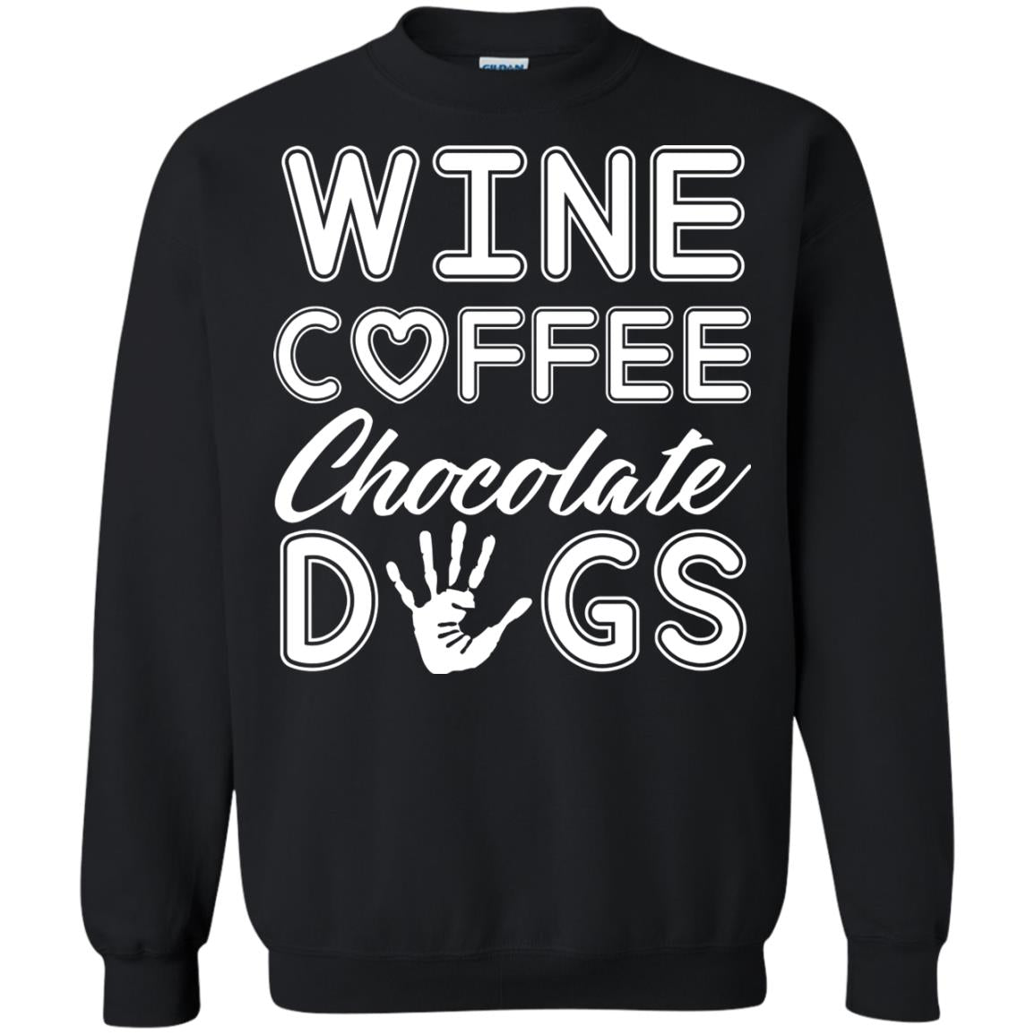 Wine Coffee Chocolate Dogs Family T-shirt Black