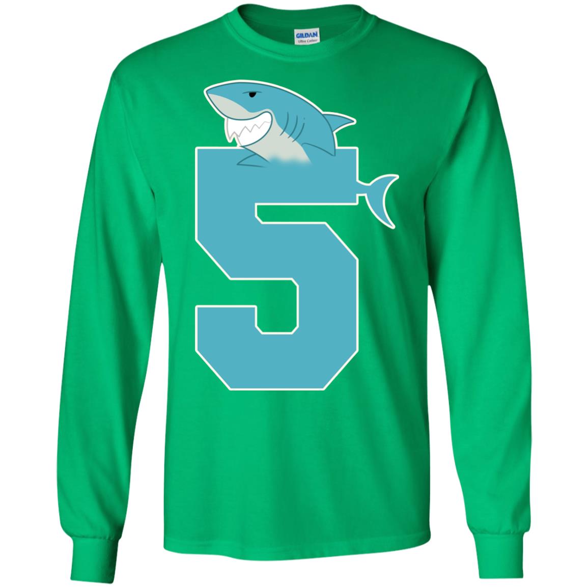 5th Birthday Shark Party Shirt Irish Green