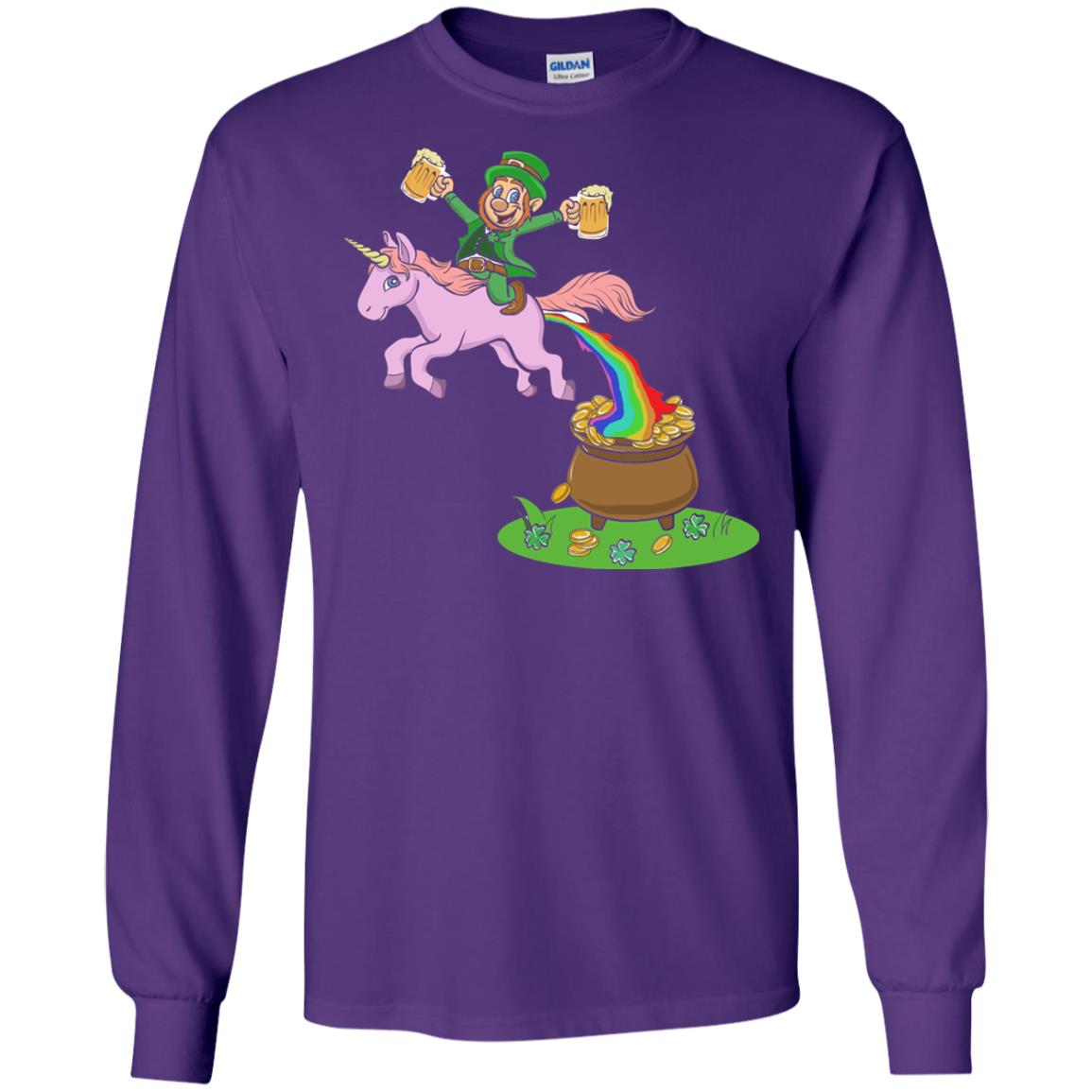 Leprechaun Riding A Unicorn Funny St Patricks Day T-shirt Purple