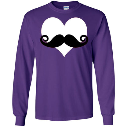 Mustache Heart Valentines Day T-shirt Purple