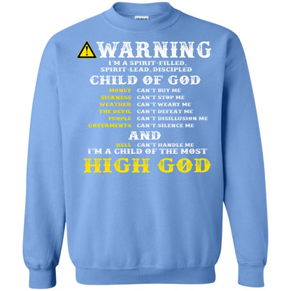 Christian T-shirt Warning I’m A Spirit-filled Spirit-lead Discipled Child Of God Carolina Blue