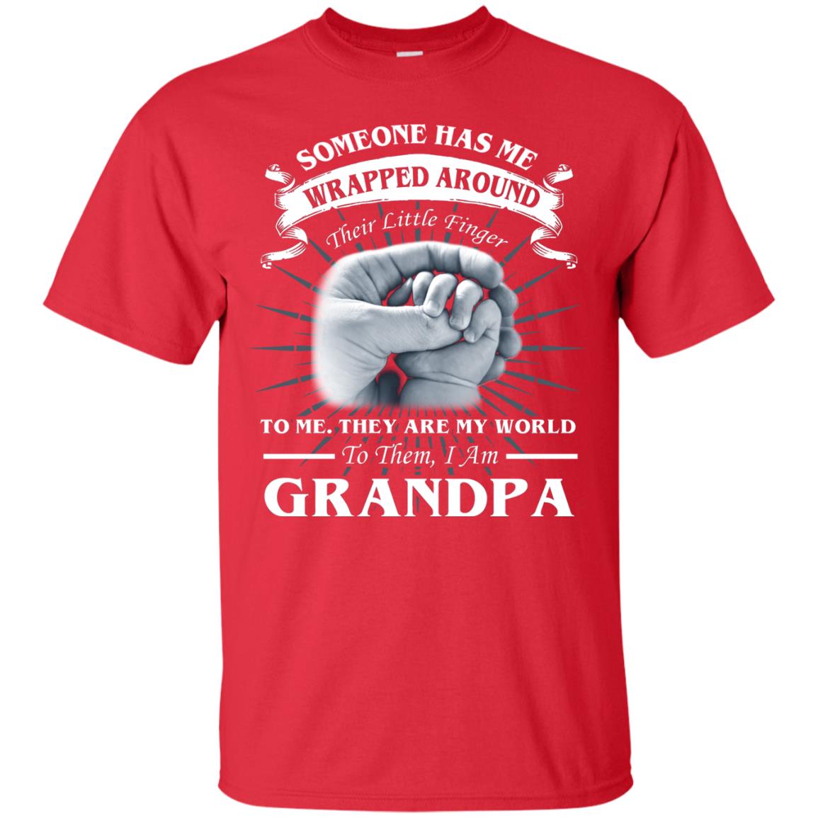 They Are My World To Them I Am Grandpa Papa Shirt Red