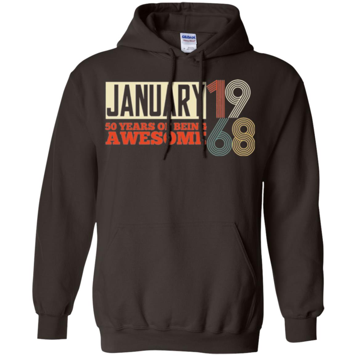 Birthday T-shirt January 1968 50 Years Of Being Awesome Dark Chocolate
