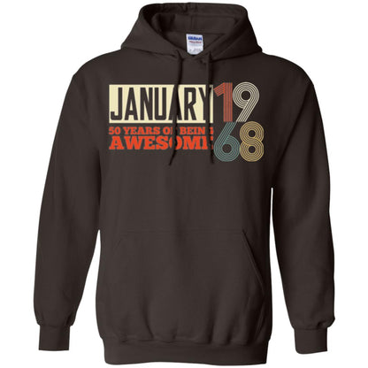 Birthday T-shirt January 1968 50 Years Of Being Awesome Dark Chocolate