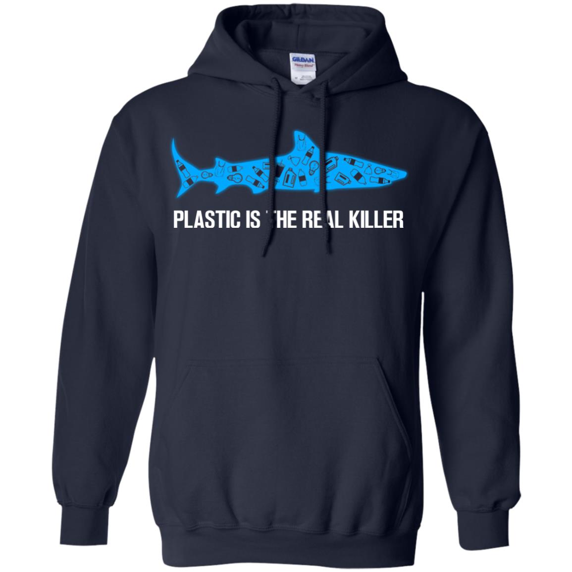 Plastic Is The Real Killer Save Ocean Shark Shirt Navy