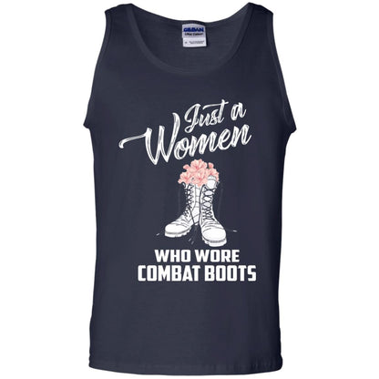 Just A Woman Who Wore Combat Boots Female Veteran T-shirt Navy