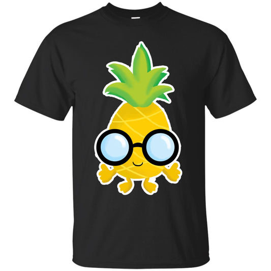 Funny Pineapple With Glasses For Boys Mens Shirt Black