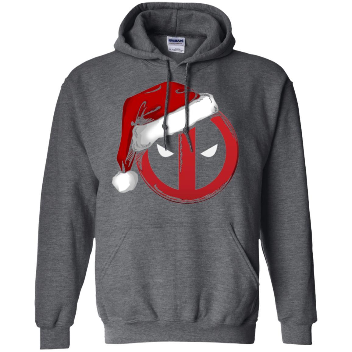 Christmas T-shirt Marvel Deadpool Icon Santa Hat Christmas Graphic Dark Heather