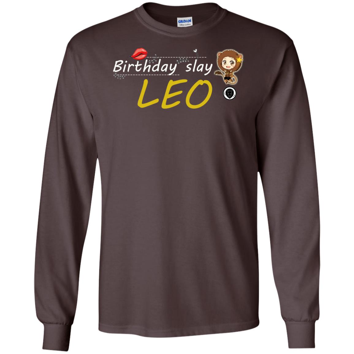 Cute Leo Girl Birthday Lip Slay T-shirt Dark Chocolate