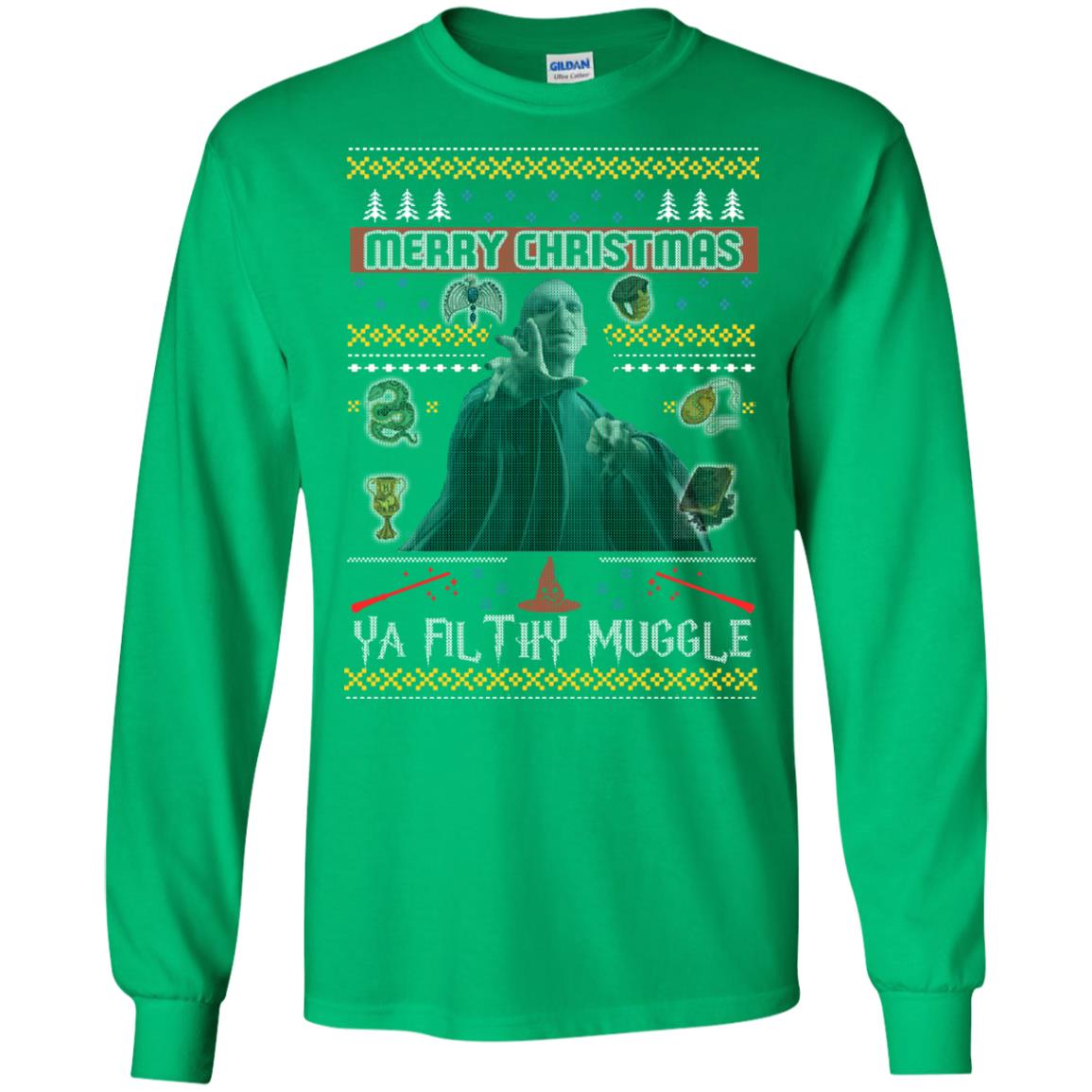 Merry Christmas Ya Filthy Muggle Harry Potter Fan T-shirtG240 Gildan LS Ultra Cotton T-Shirt