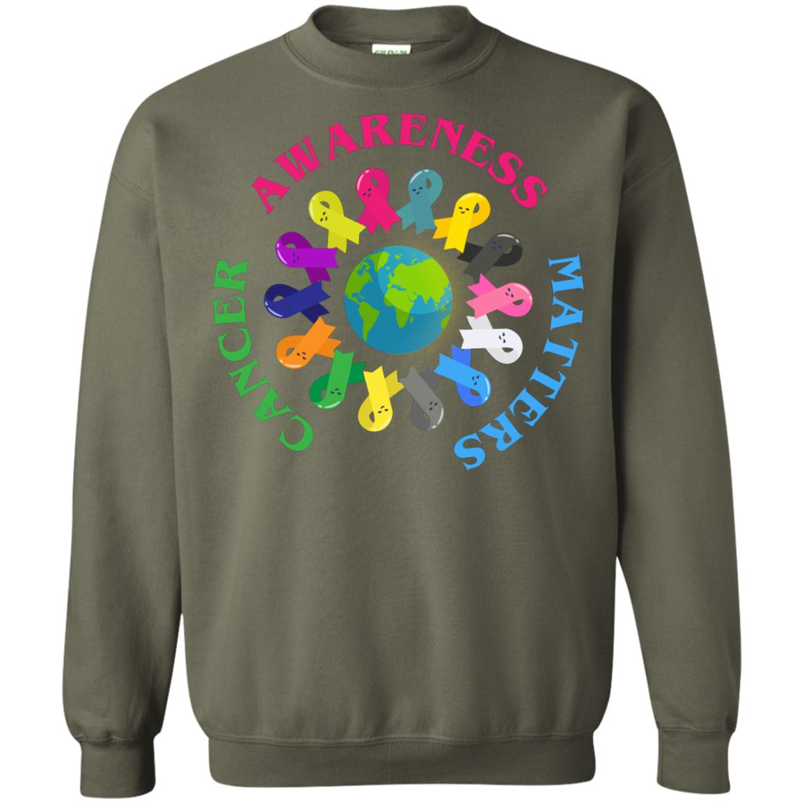 All Cancer Ribbons For All Cancer Awareness T-shirt Military Green