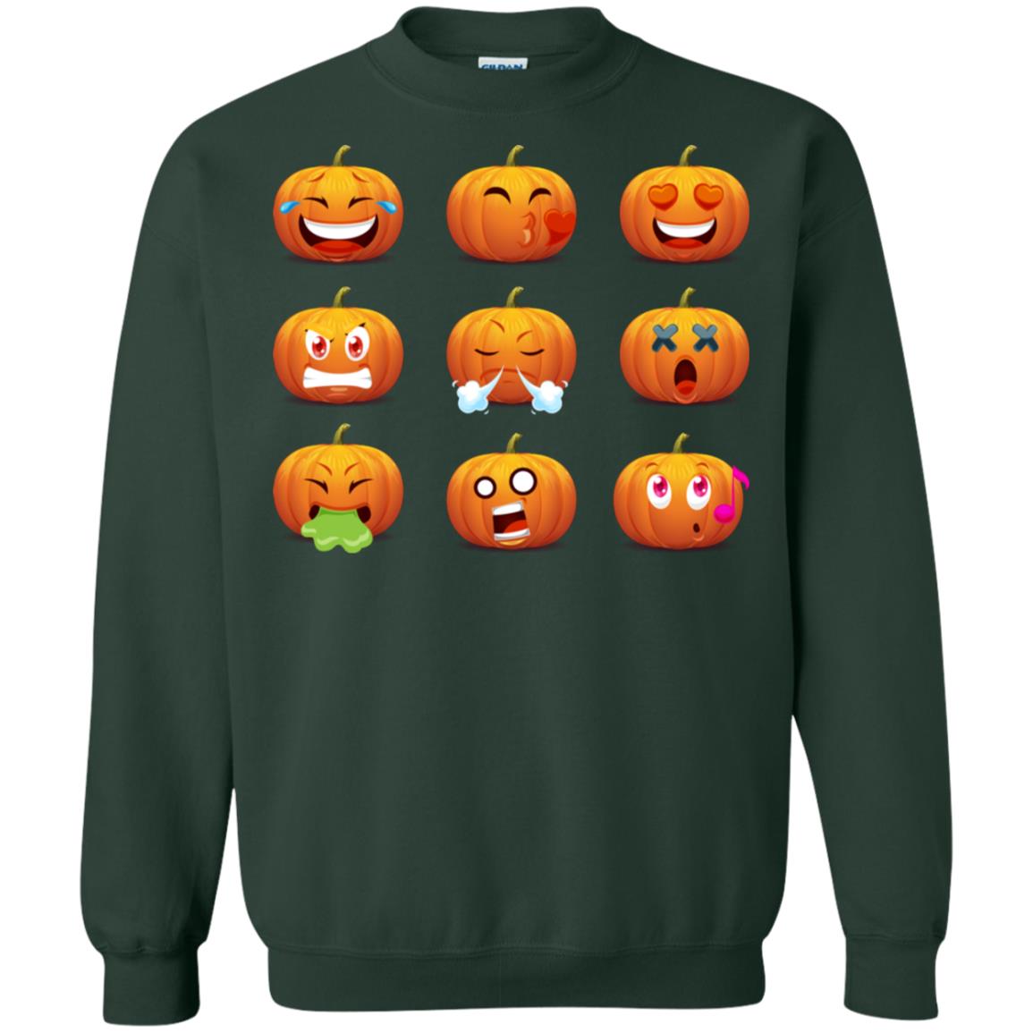 Funny Pumpkins Emoji Halloween Gift Shirt Forest Green