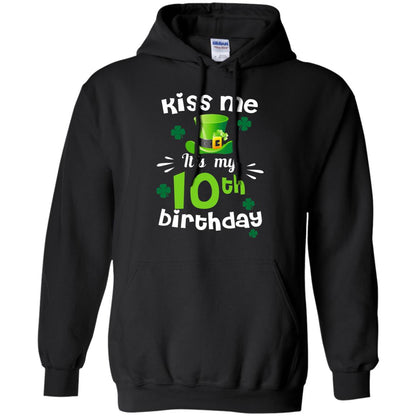 Kiss Me It_s My 10th Birthday Patrick_s Day T-shirt Black