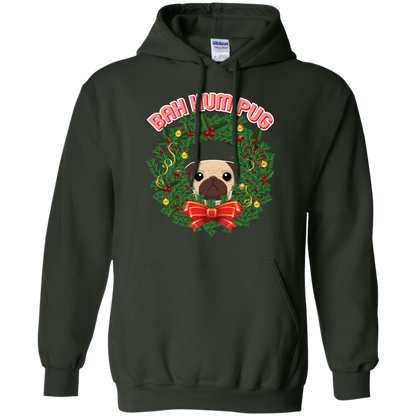 Christmas T-Shirt Bah Hum Pug Forest Green