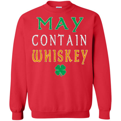 May Contain Whiskey St. Patrick_s Day T-shirt Red