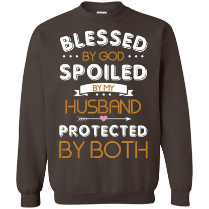 Blessed By God Spoiled By My Husband Protected By Both Shirt Dark Chocolate