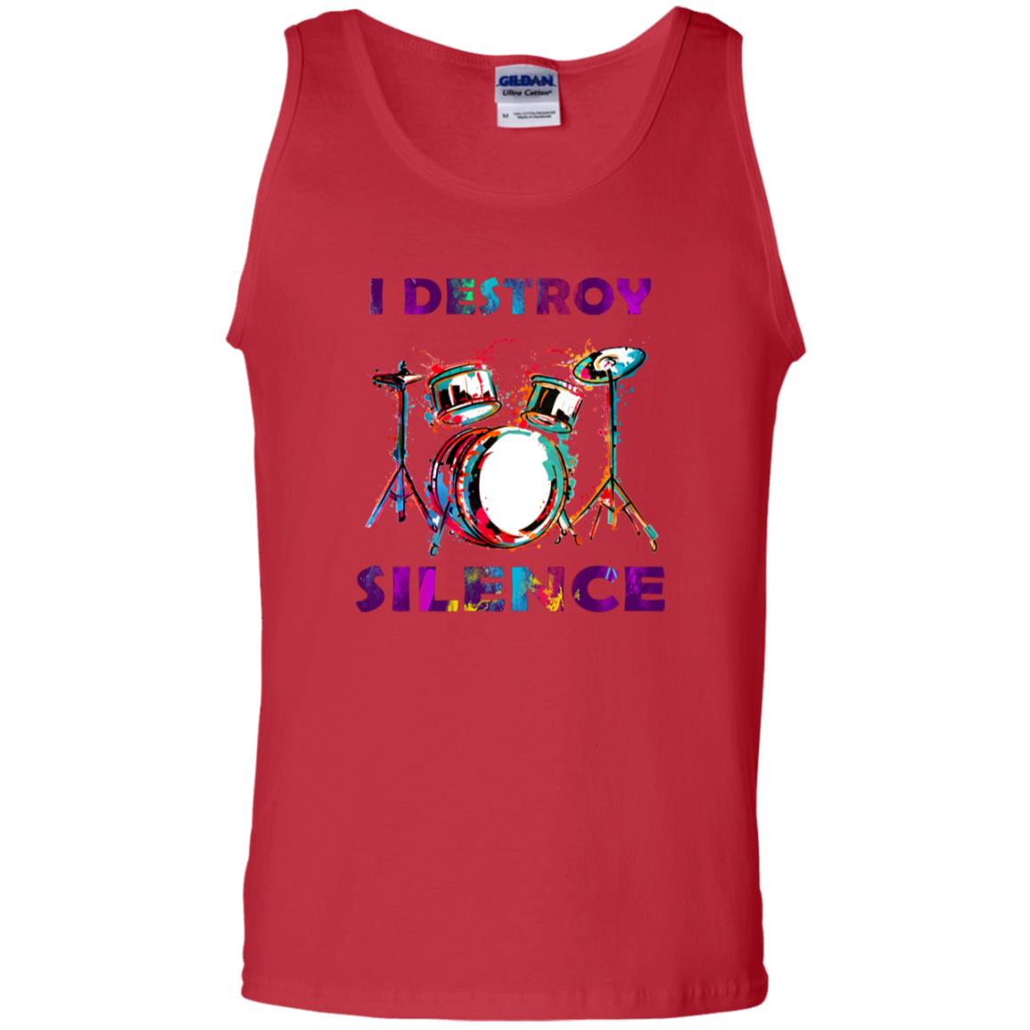 I Destroy Silence Drummer Shirt For Mens Womens Red