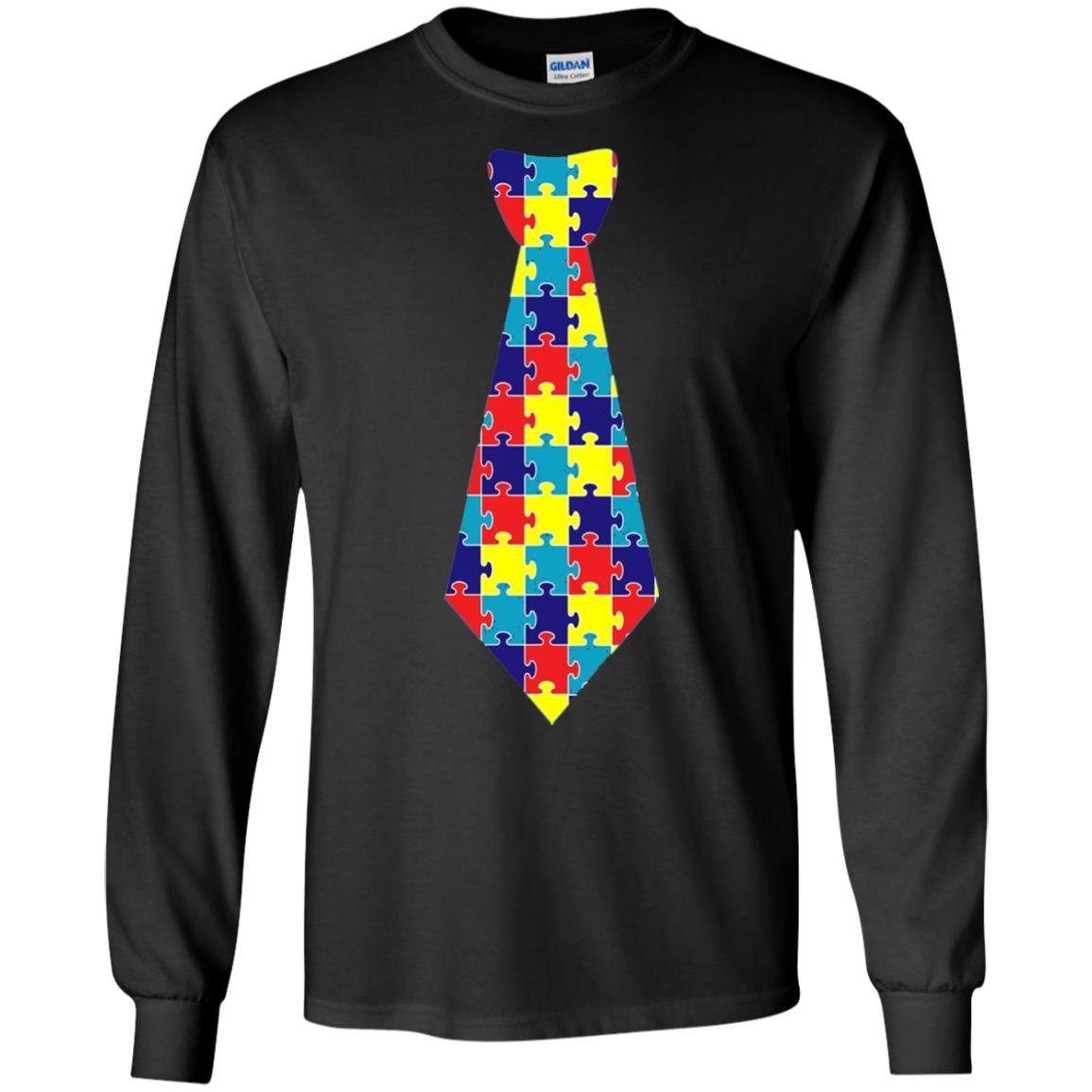 Autism Awareness T-shirt Puzzle Neck Tie 2018 Black