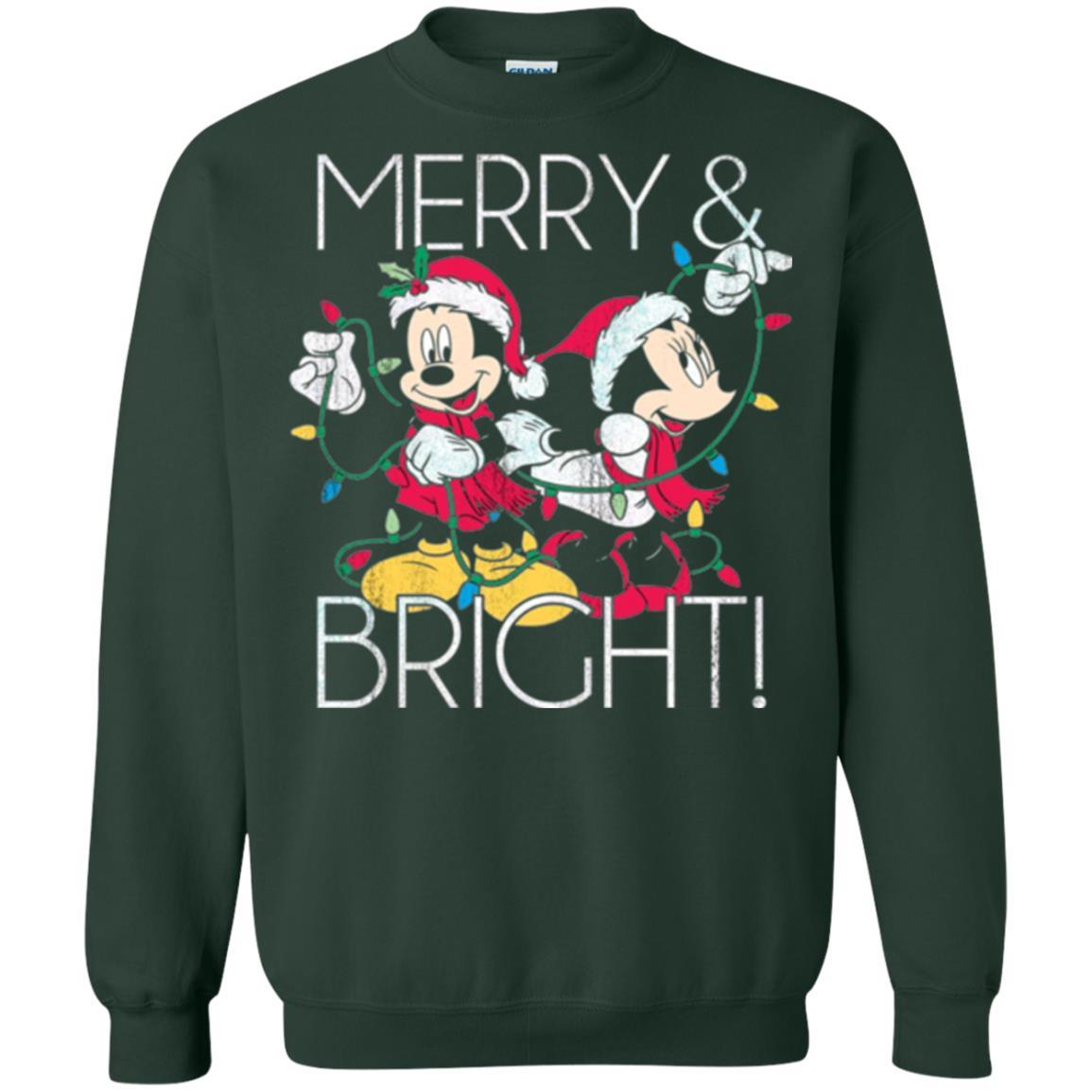 Disney Mickey Mouse T-shirt Merry And Bright Christmas Forest Green