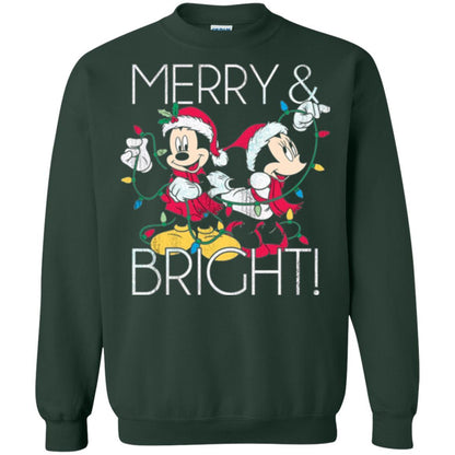 Disney Mickey Mouse T-shirt Merry And Bright Christmas Forest Green