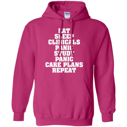 Funny Nursing Student T-shirt Eat Sleep Clinicals Panic Heliconia