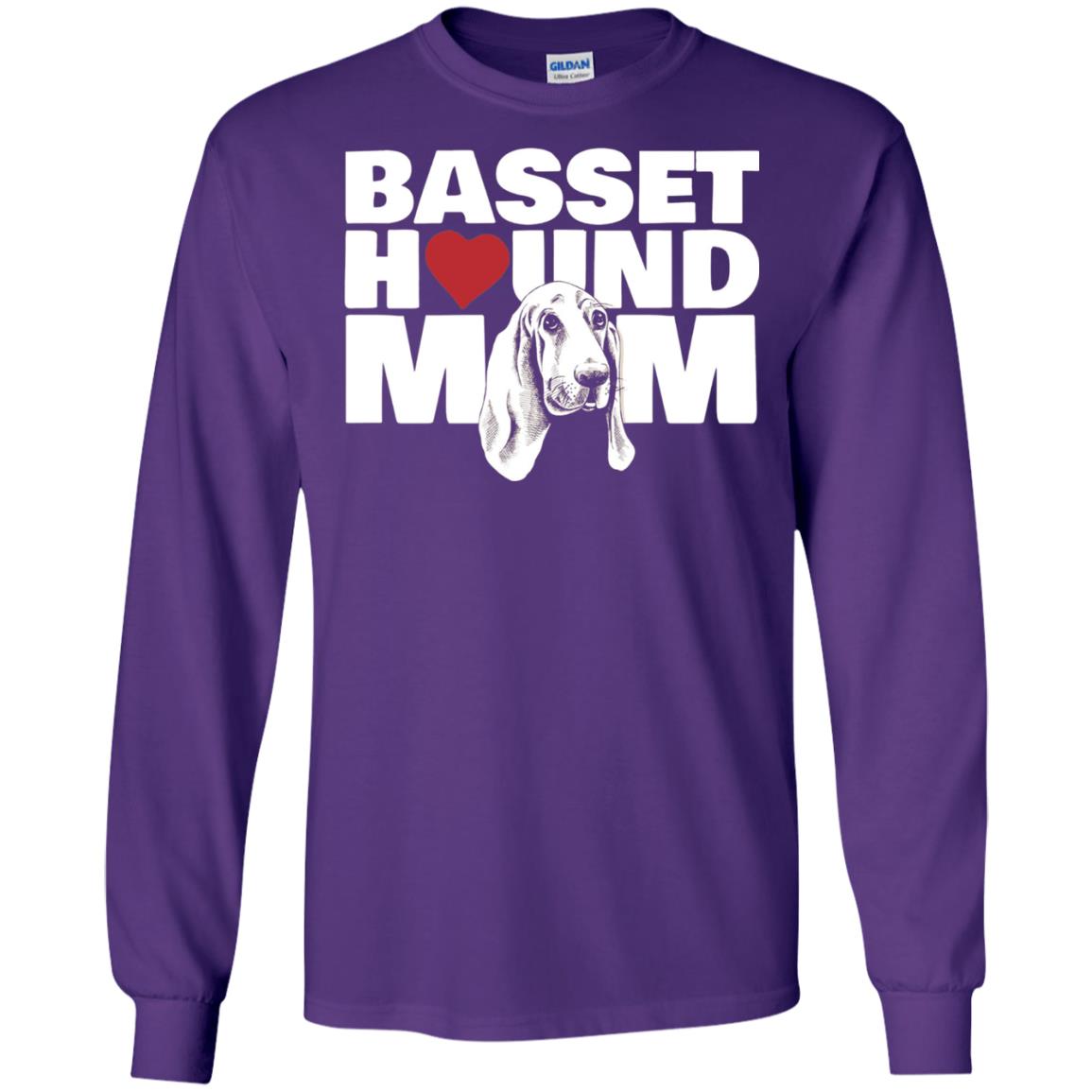 Basset Hound Mom Heart T-shirt Purple