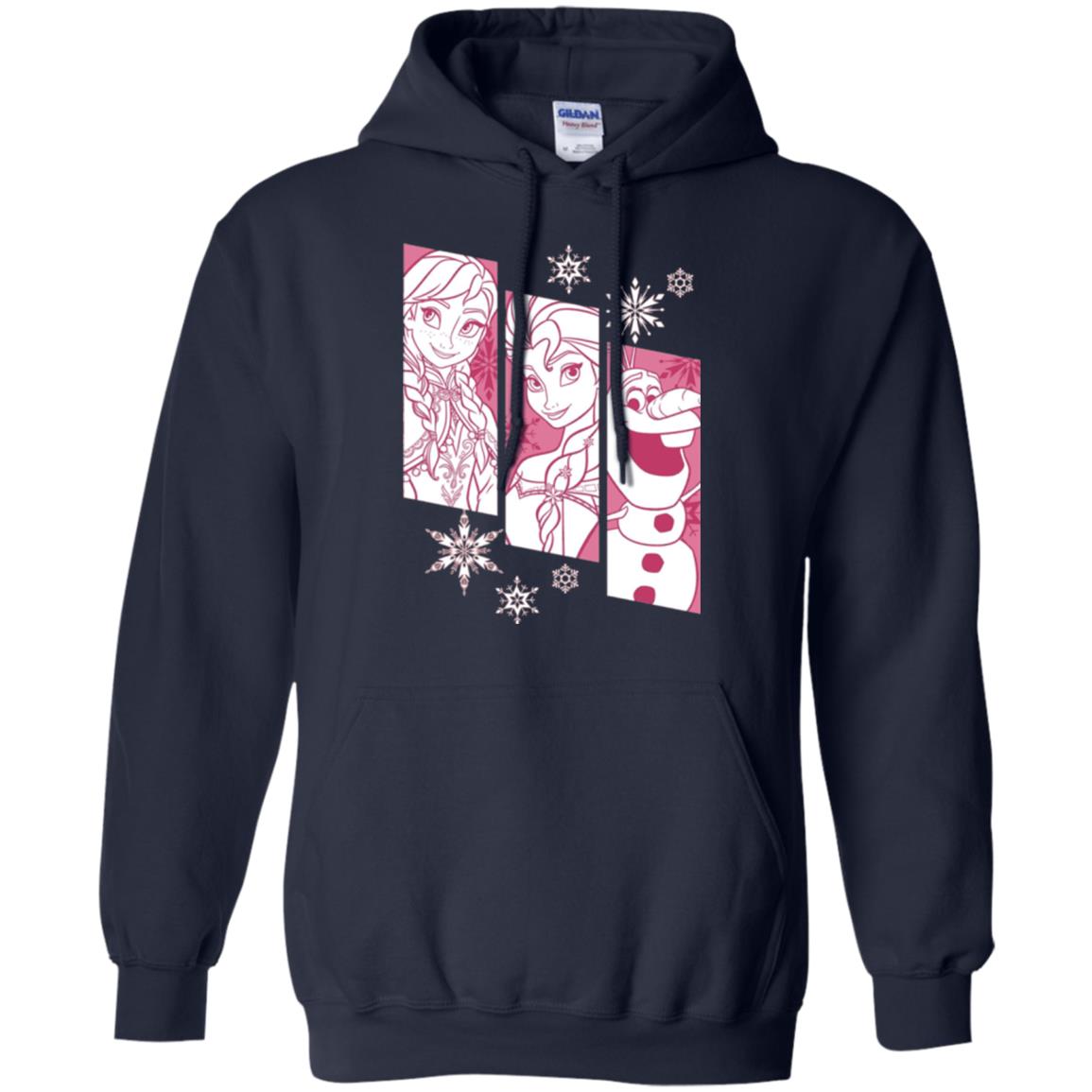 Frozen Anna Elsa Olaf Snowflake Panel Graphic T-shirt Navy