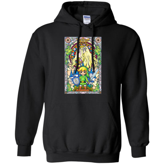 Nintendo Zelda Link T-shirt The Princess Stained Glass Black