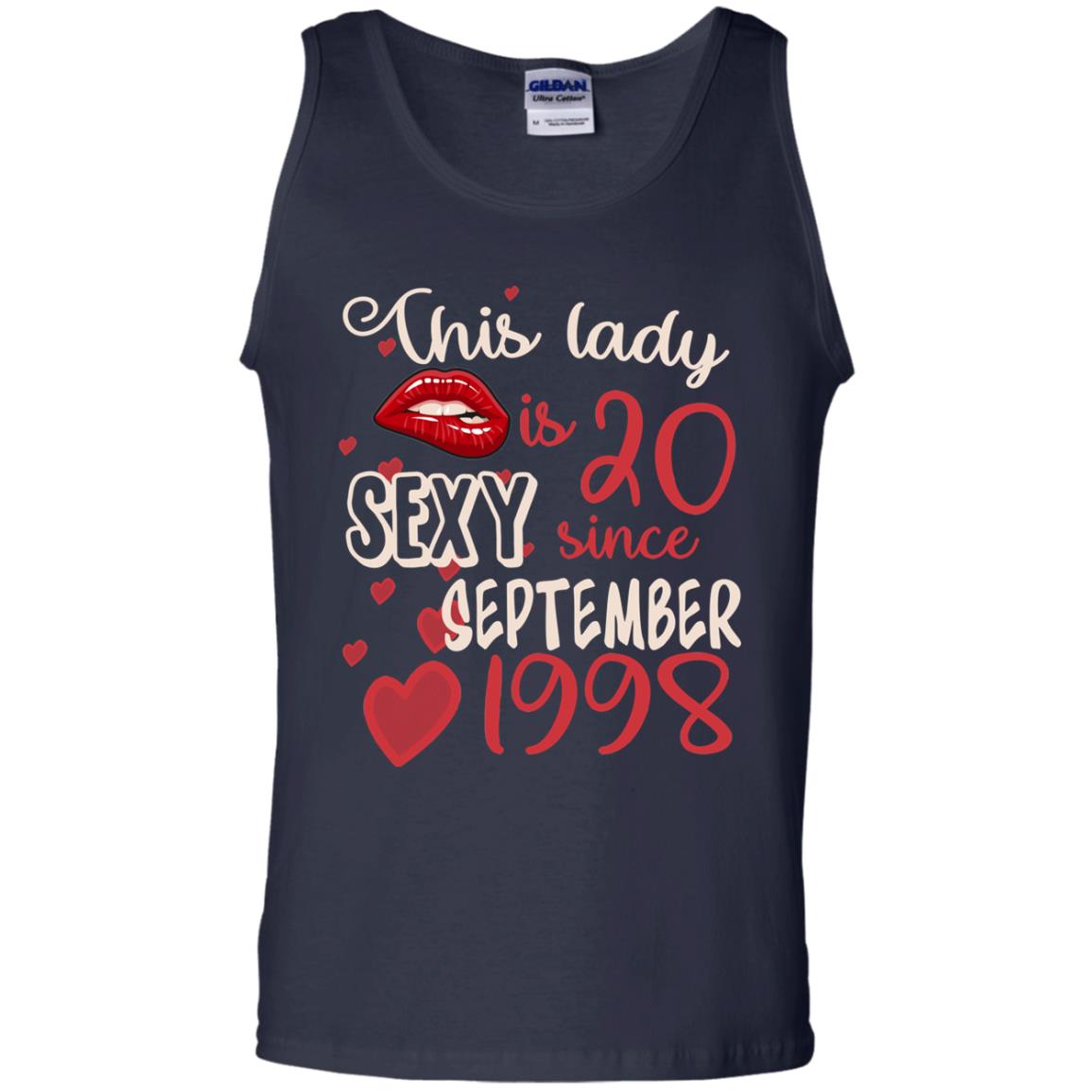 This Lady Is 20 Sexy Since September 1998 20th Birthday Shirt For September Womens Navy