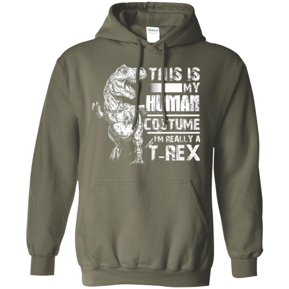 Dinosaus T-shirt This Is My Human Costume Shirt Human Military Green