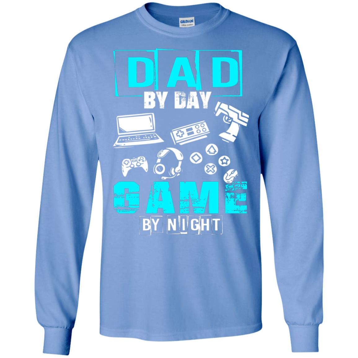 Dad By Day Gamer By Night Gamer T-shirt Carolina Blue