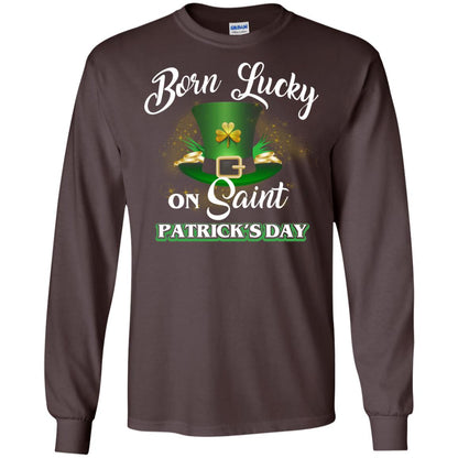 Born Lucky On Saint Patrick's Day T-shirt Dark Chocolate