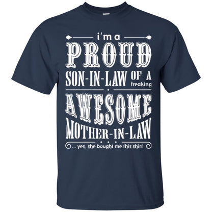 Son In Law T-shirt Of A Freaking Awesome Mother In Law Navy