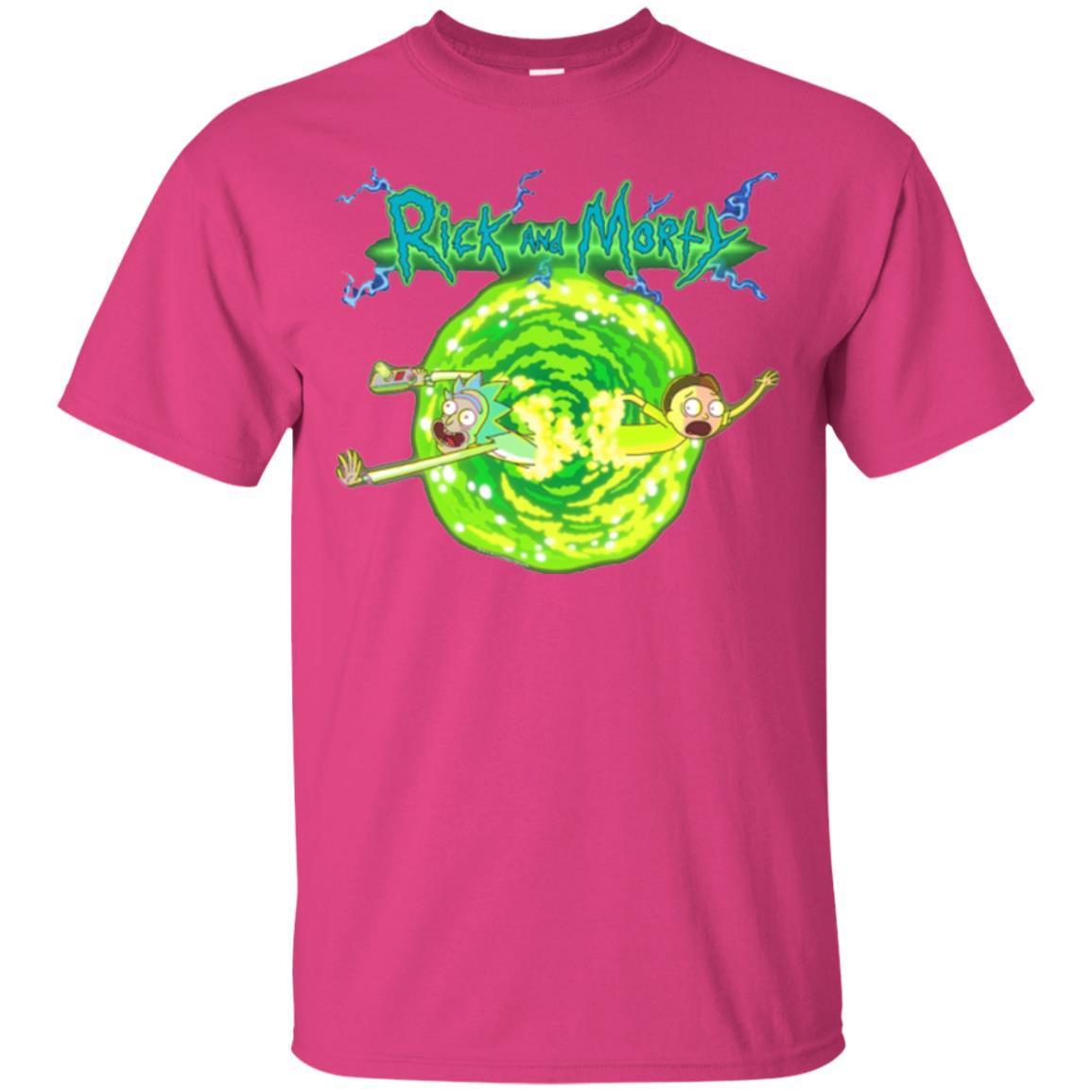 Rick Morty T-shirt Portal Glow Lightning Logo Heliconia