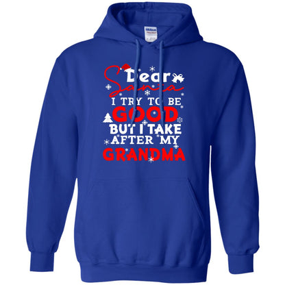Dear Santa I Try To Be Good But I Take After My Grandma Ugly Christmas Family Matching Shirt Royal
