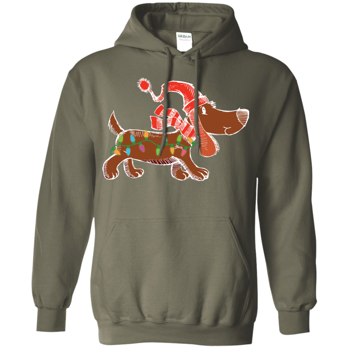 Dog Lover T-Shirt Christmas Lights Labrador Retriever Dog Lover Military Green