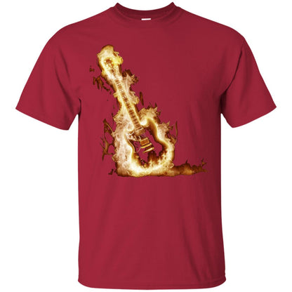 Rock Guitar On Fire T-shirt Cardinal