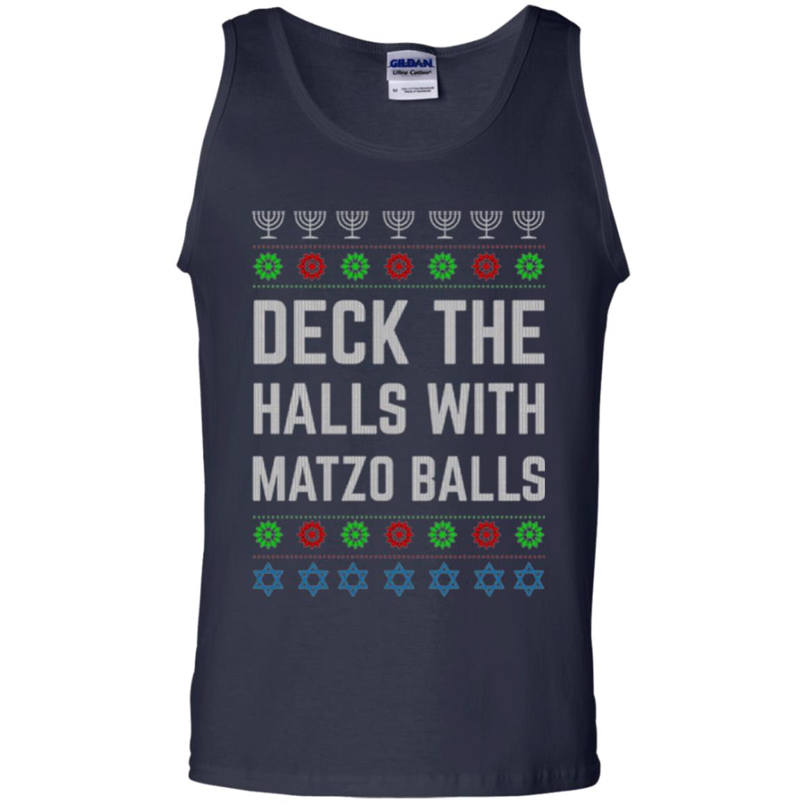 Christmas T-shirt Deck The Halls With Matzo Balls Navy