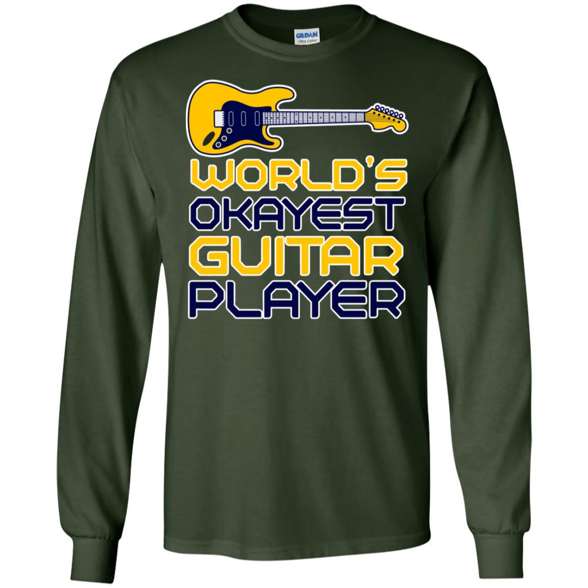 World's Okayest Guitar Player Gift Shirt For Guitarist Forest Green