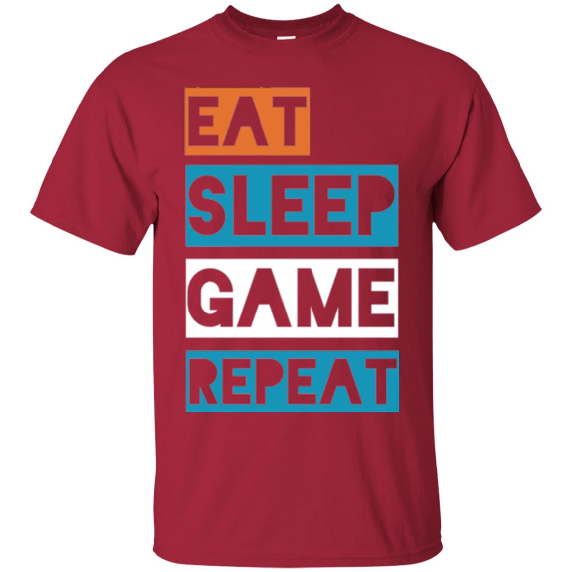 Eat Sleep Game Repeat Video Gamer Player T-shirt Cardinal