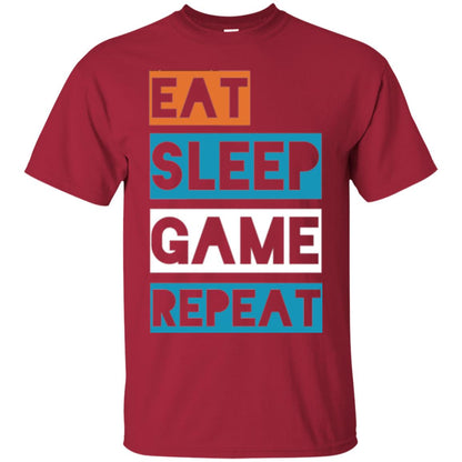 Eat Sleep Game Repeat Video Gamer Player T-shirt Cardinal