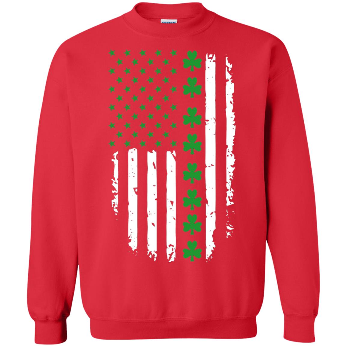 St. Patrick's Day T-shirt Irish American Flag T-shirt Red