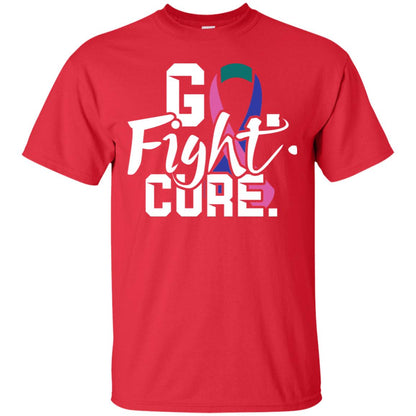 Thyroid Awareness Go Fight Cure Teal Pink Blue Ribbon Shirt Red