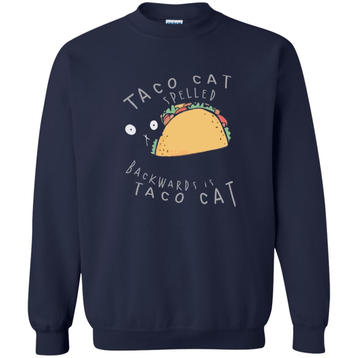 Cat Lovers T-shirt Taco Cat Spelled Backward Is Taco Cat Navy