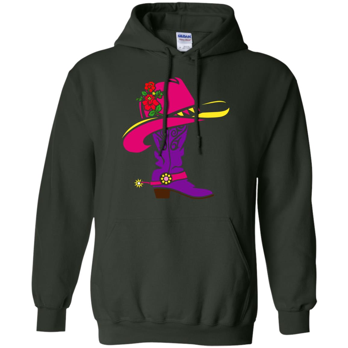 Cowgirl Boots With Hat T-shirt Forest Green