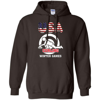 Usa Curling Winter Games Curling Lover T-shirt Dark Chocolate