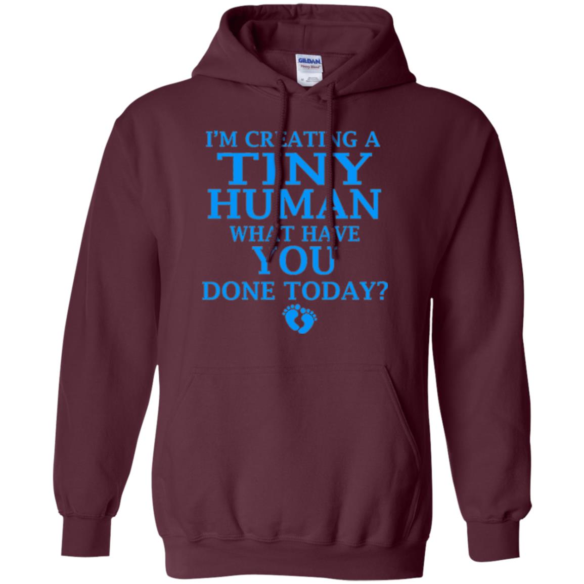 Funny Maternity Shirt Creating Tiny Human Blue Maroon