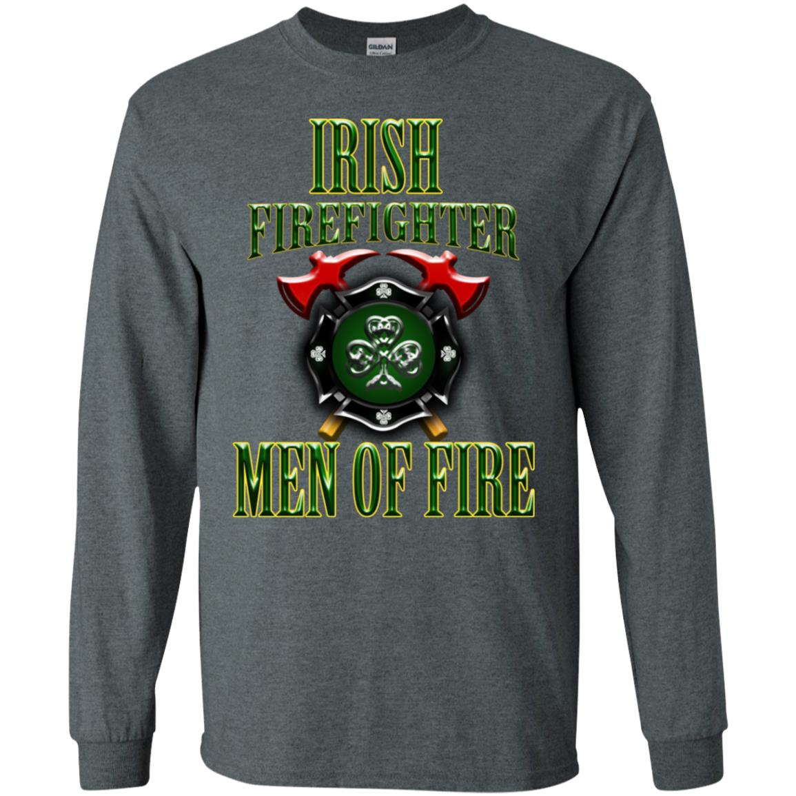Irsh Firefighter Men Of Fire Irish Fireman Gift Shirt Dark Heather