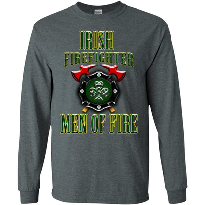 Irsh Firefighter Men Of Fire Irish Fireman Gift Shirt Dark Heather