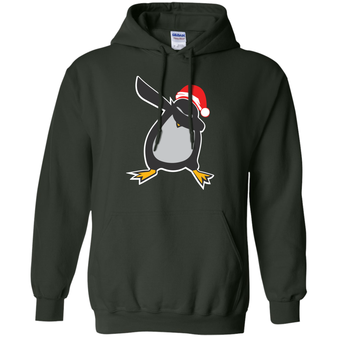Christmas T-Shirt Dabbing Penguin Forest Green